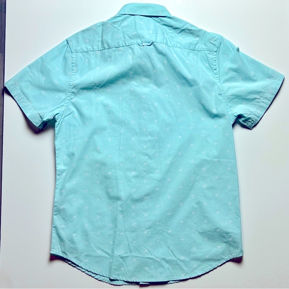 🆕 Denim Flower Palm Tree Short Sleeve Button Down - Med - Picture 4 of 4